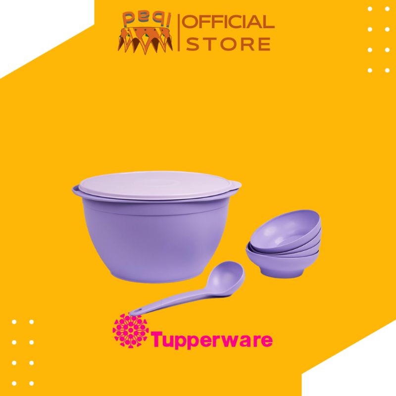 TUPPERWARE LEGACY BOWL 10L PURPLE WITH LADLE