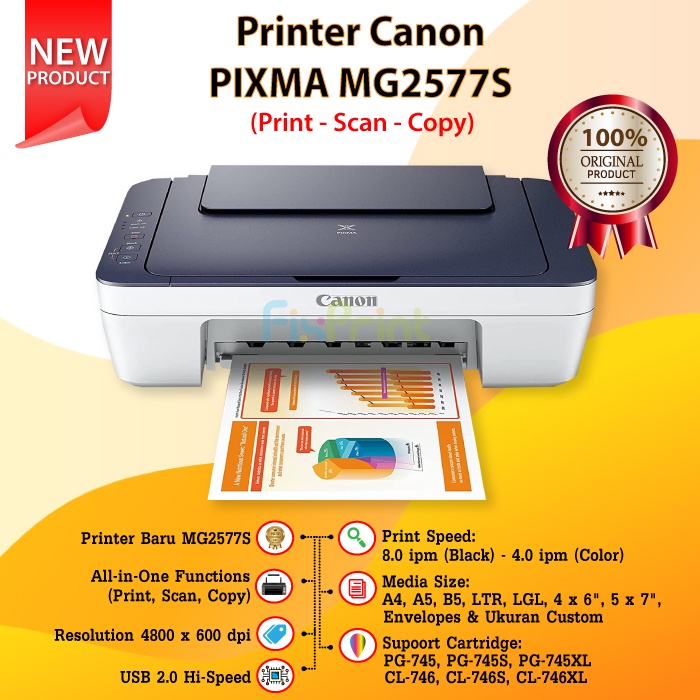 Printer Canon PIXMA MG2570S MG2577S E410 All In One New Garansi Resmi Print Scan Copy multifungsi