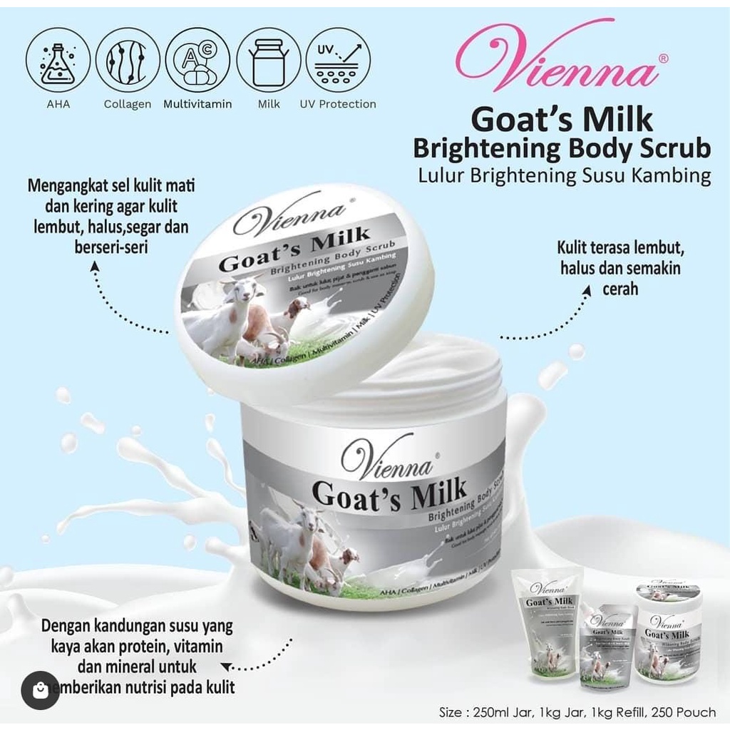 VIENNA LULUR WHITENING BODY SCRUB 1000ML BPOM PEMUTIH BADAN LULUR BADAN PEMUTIH BADAN PERMANEN