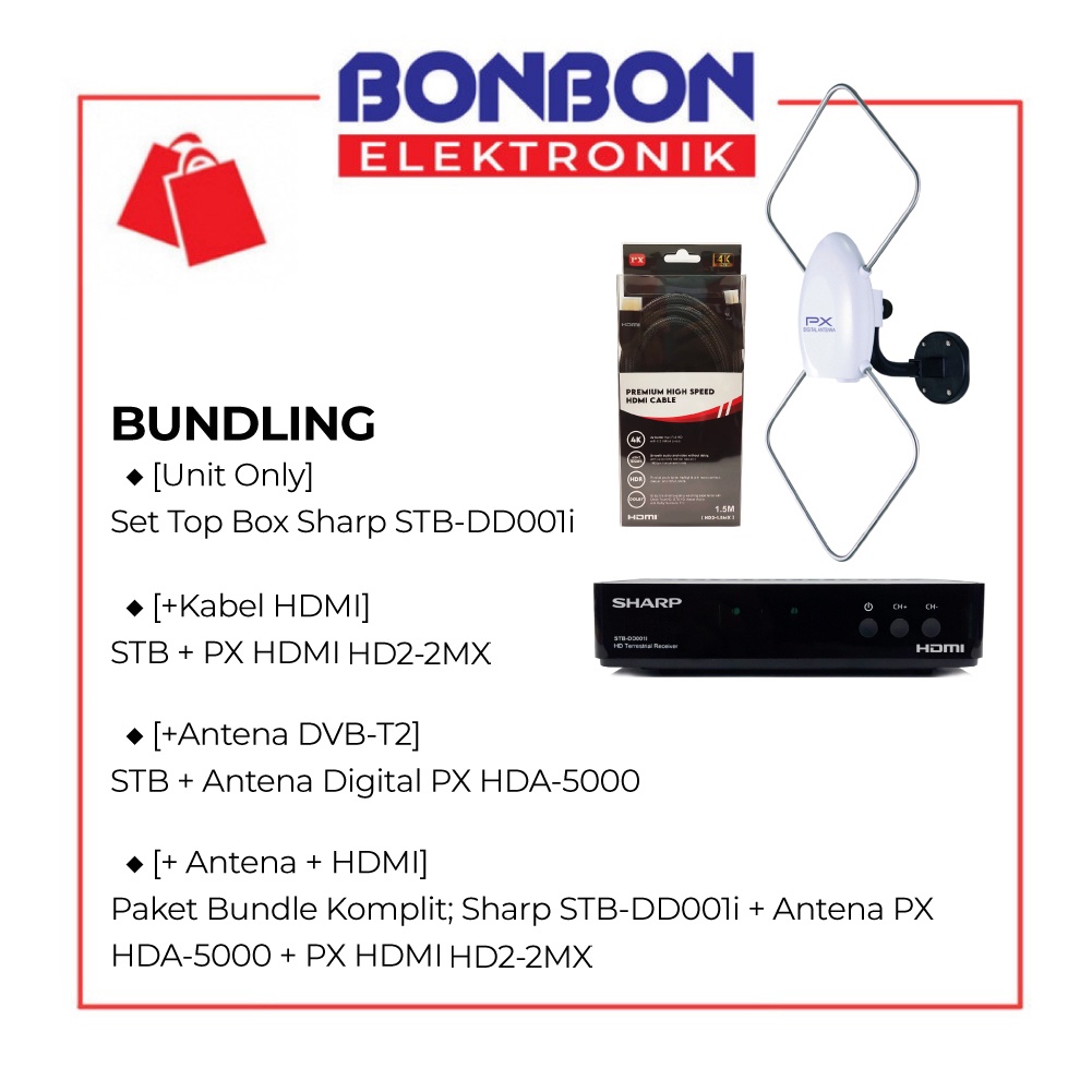 Bundling Sharp Set Top Box STB-DD001i + Antena Digital PX HDA-5000