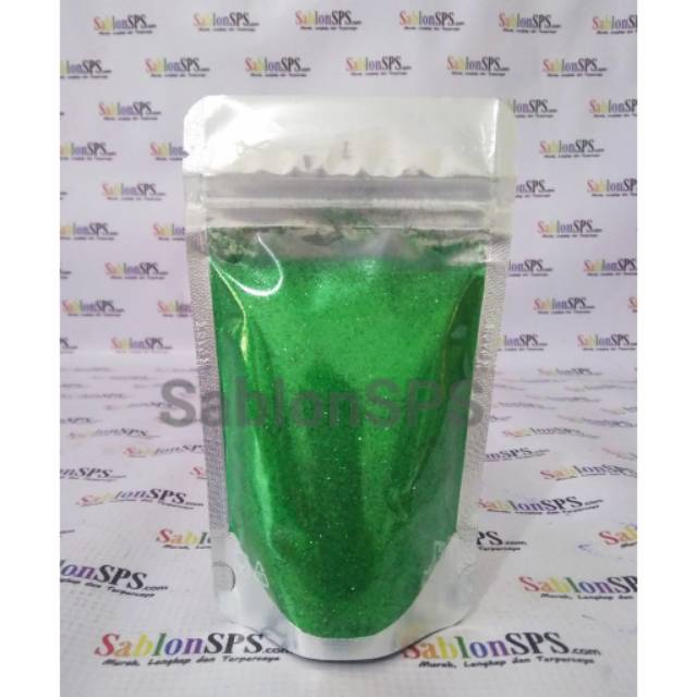 Bubuk Gliter Hijau / Green Glitter Powder 100gr Zip Lock