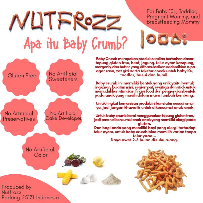 

Baby Crumb (Makanan khusus bayi, toddler, bumil, busui) by nutfrozz