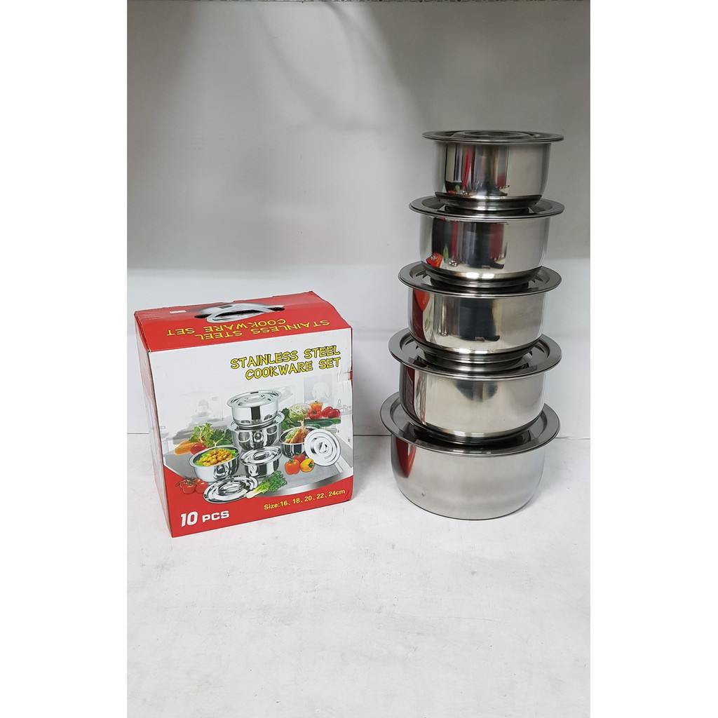 Panci Set / Cookware Set India Stainless 10 Pcs