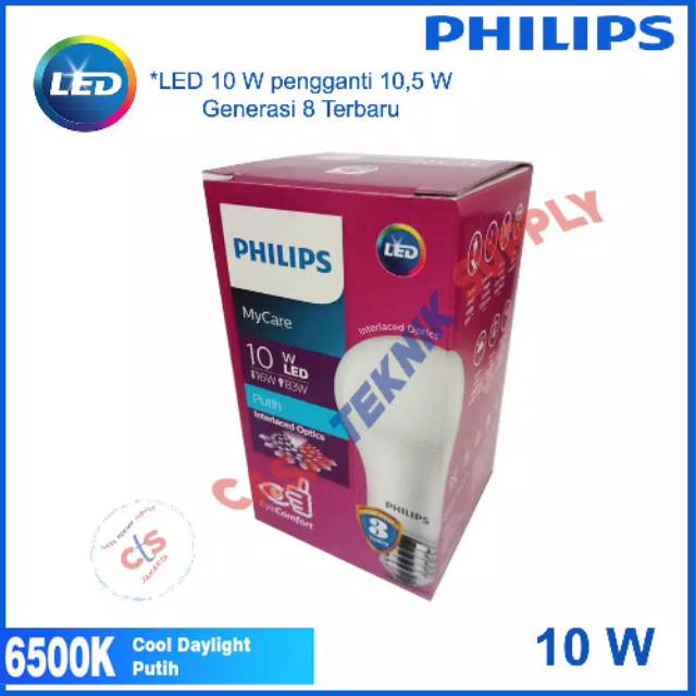 Bola lampu merk philips 10watt 10watt warna putih