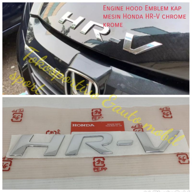 Logo Emblem Huruf stiker Tulisan kap mesin depan Honda HR-V Krome bahan lentur engine hood HRV