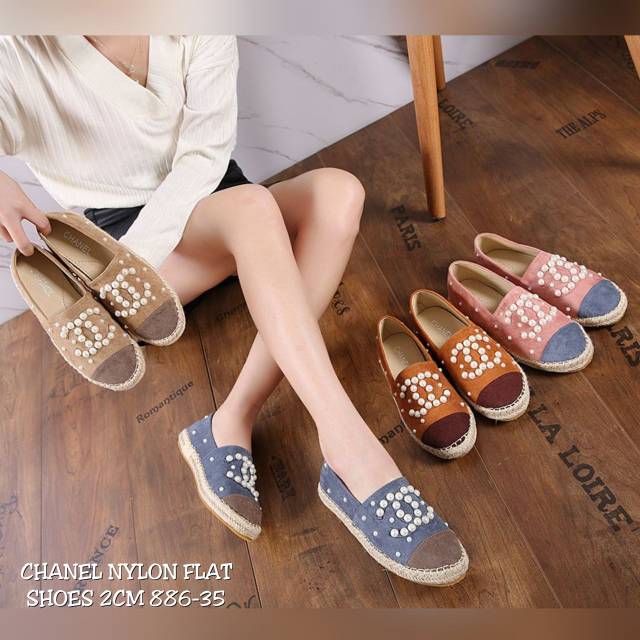 CHANEL NYLON FLAT SHOES 886-35