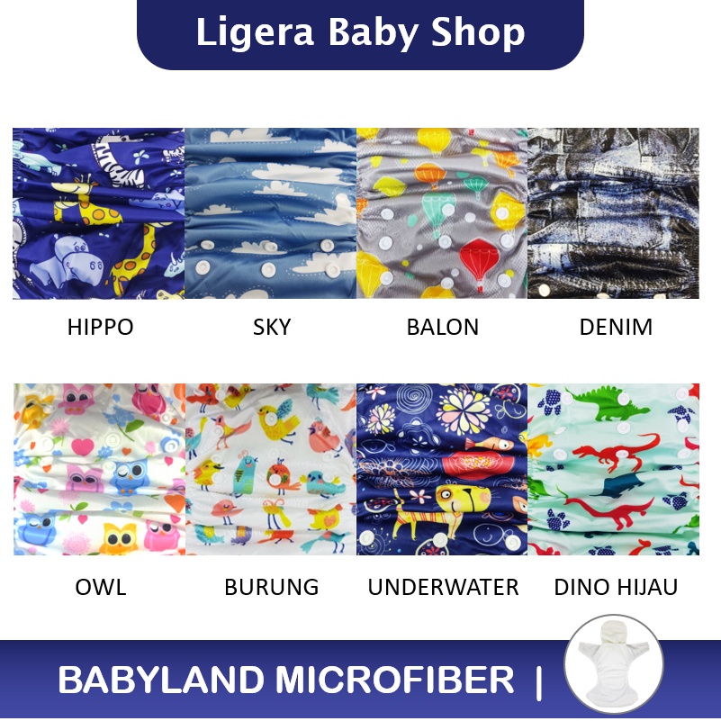 Popok Kain Clodi Kancing Babyland Original Microfiber - Pilih Motif B