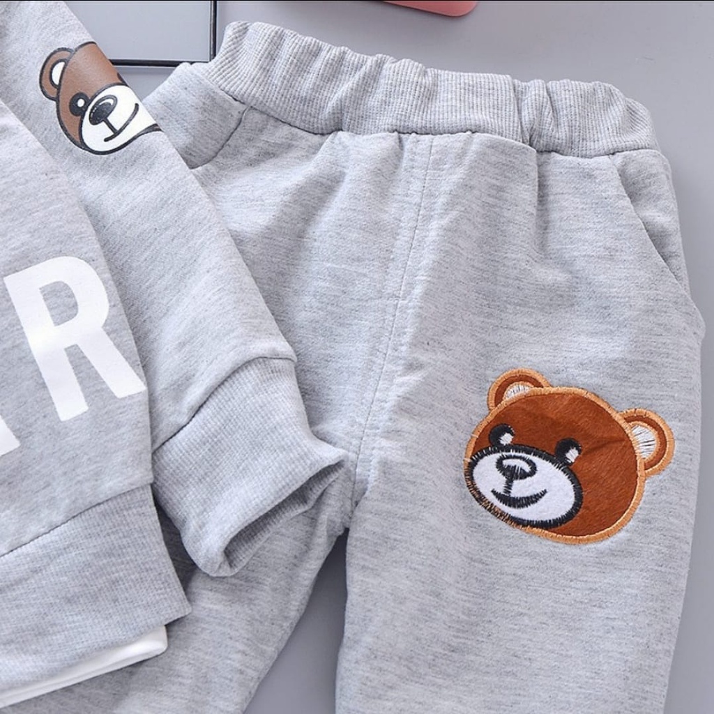 PROMO TERBARU SETELAN SWEATER ANAK 3IN1 BEAR  LAKI-LAKI // SETELAN ANAKTERBARU DAN TERKINI // SETELAN ANAK 3IN1 BEAR ANAK PEREMPUAN // SETELAN ANAK TERBARU 6-10BLN -1-5 THN // SETELAN SWEATER  BAYI TERLARIS