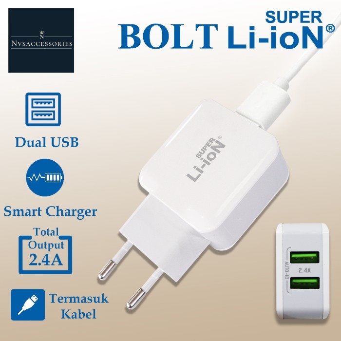 Super Li-ion Bolt Charger 2.4A Charger FAST CHARGING Micro USB/ Charger iPhone Fast Charging