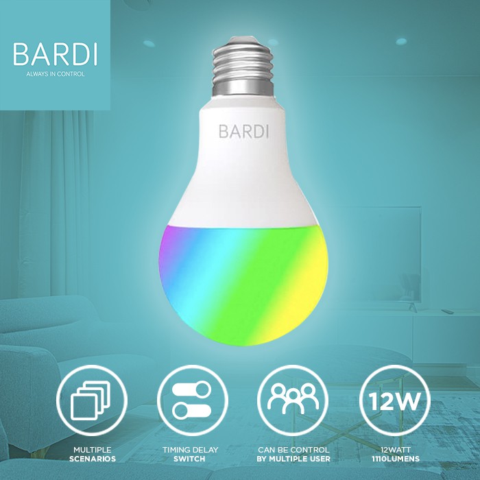 BARDI Smart LIGHT BULB RGBWW 12W Wifi Wireless IoT - Home Automation (Lampu Tidur Kekinian)