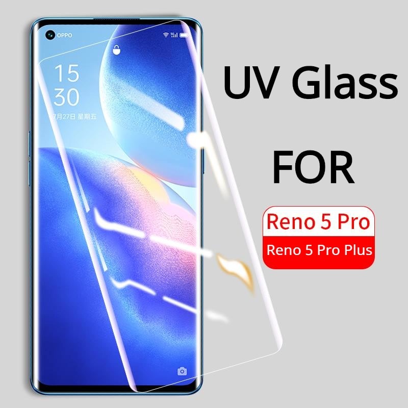 UV Glass Oppo Reno 5 Pro Reno 5 Pro Plus 6.55 inchi Tempered Glass 3D Curve FULL SCREEN Nano UV FULL