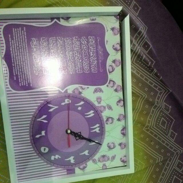 Custom Hiasan Jam Dinding Shabby Chic Ungu Untuk Kado Pernikahan Uk 30x40