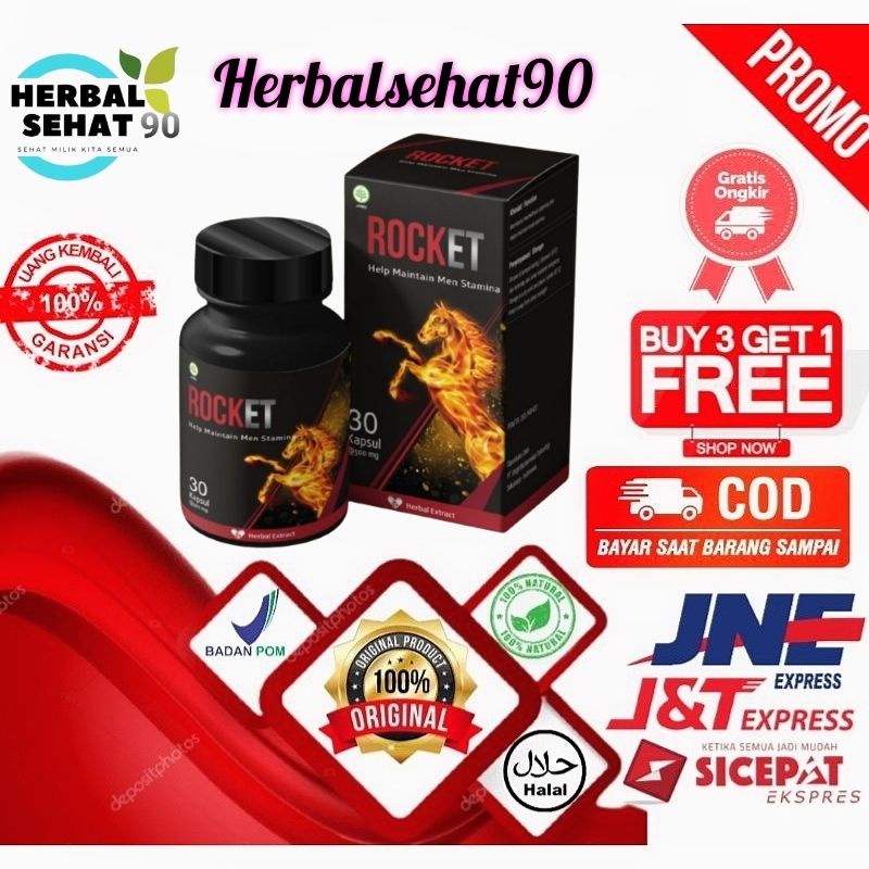 ROCKET Herbal Asli Obat Penambah Stamina Pria Original isi 30 kapsul