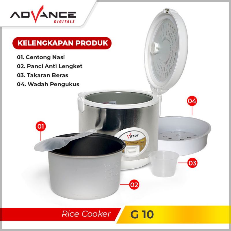 Rice Cooker Penanak Nasi Elektrik Votre G10 1,2 L