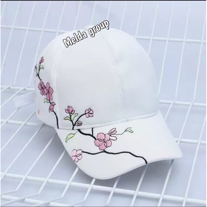 Topi Baseball Motif Bunga Daisy Kecil Gaya Hip Hop Untuk Wanita / Topi Bordir Bunga