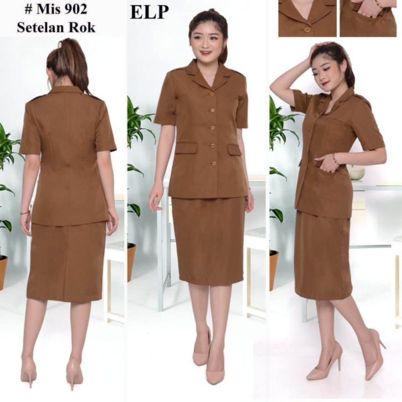 Seragam pns Baju Kerja wanita lengan pendek pemda guru Katun