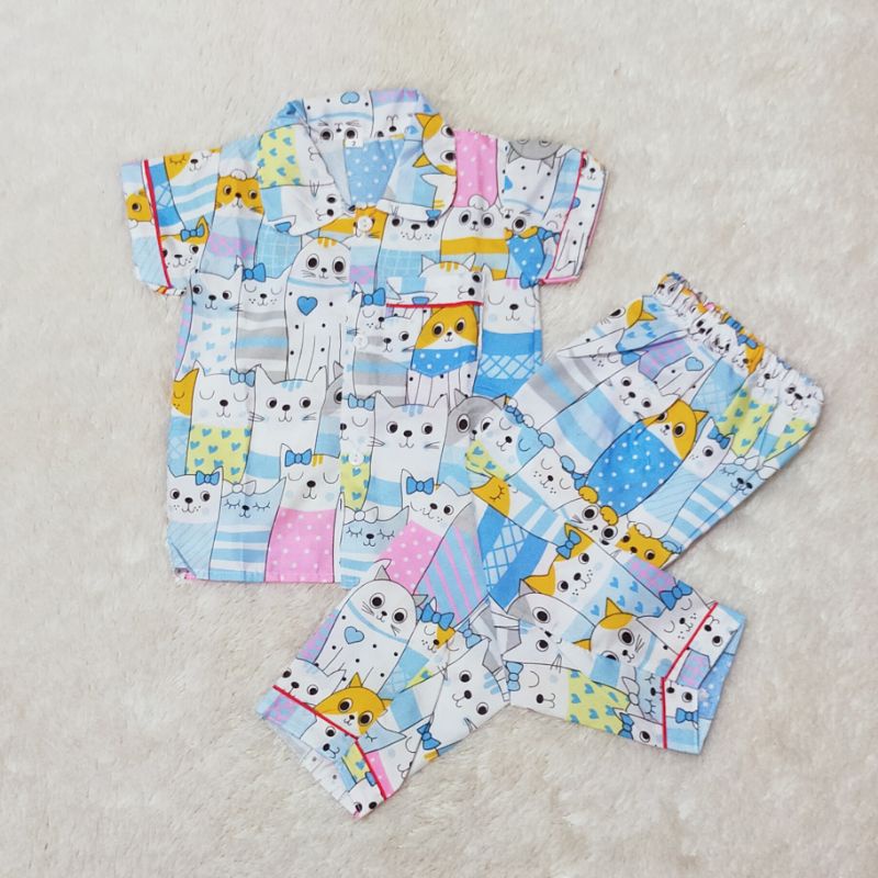 Size S Piyama Karakter Bayi Umur 3 6 9 12 18 Bulan Setelan Baju Pendek Celana Panjang Pajamas Baby