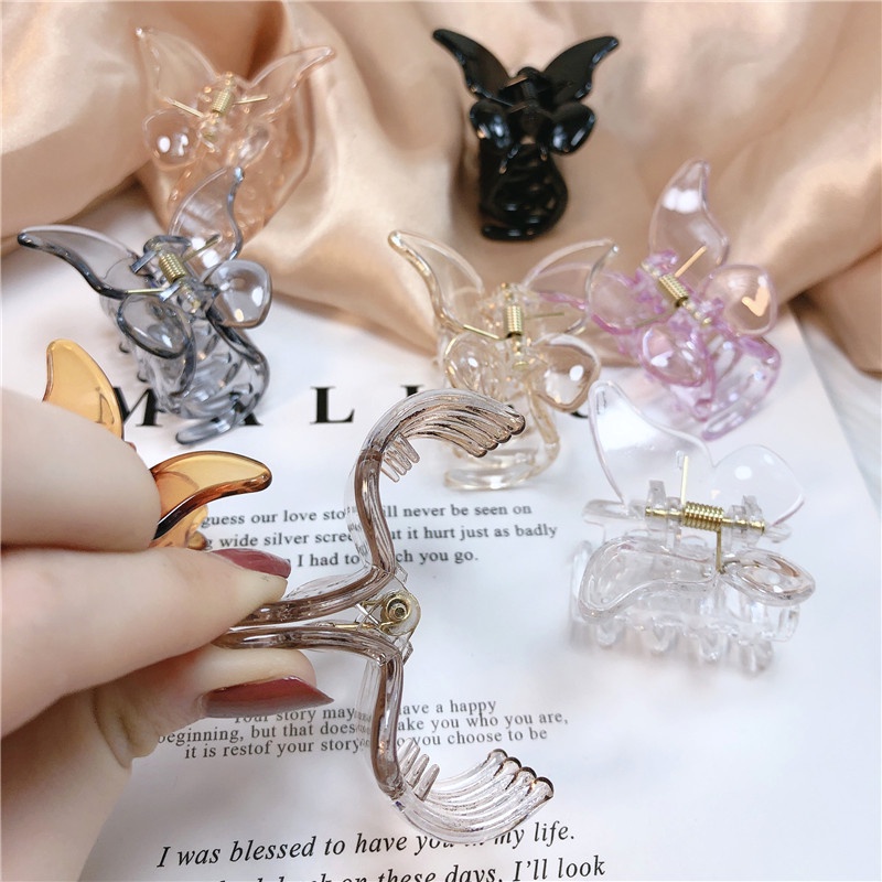 Retro Acrylic Transparent Butterfly Hair Clip For Women