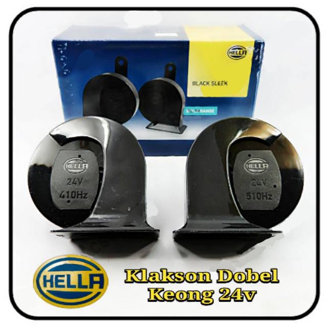 KLAKSON KEONG ORIGINAL HELLA SLEEK 24 V HITAM UNTUK TRUK BUS DUMP TRUCK AKI 2 SUARA KENCANG KUALITAS TERBAIK AWET