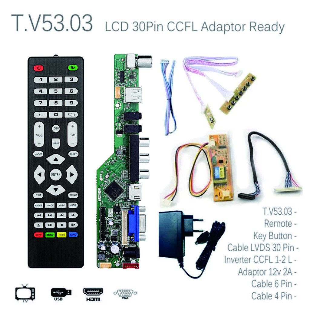 Universal board LED TV ANALOG MONITOR PAKET KOMPLIT UNTUK PANEL LED