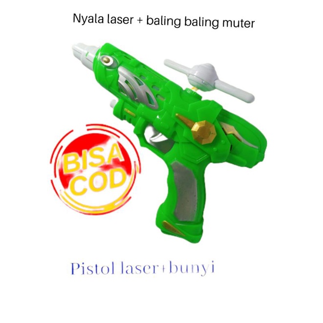 free batrai mainan pistol baling baling laser nyala dan bersuara