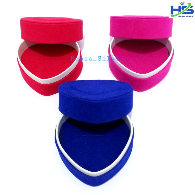 Tempat Box Cincin - Kotak Cincin Bentuk Love Warna Biru Merah Dan Pink