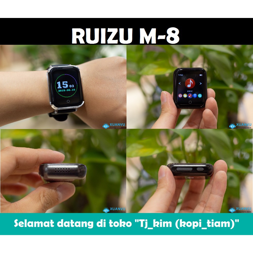 Ruizu M8 MP3/MP4 player Jam Tangan Layar Sentuh Bluetooth Pedometer 8GB