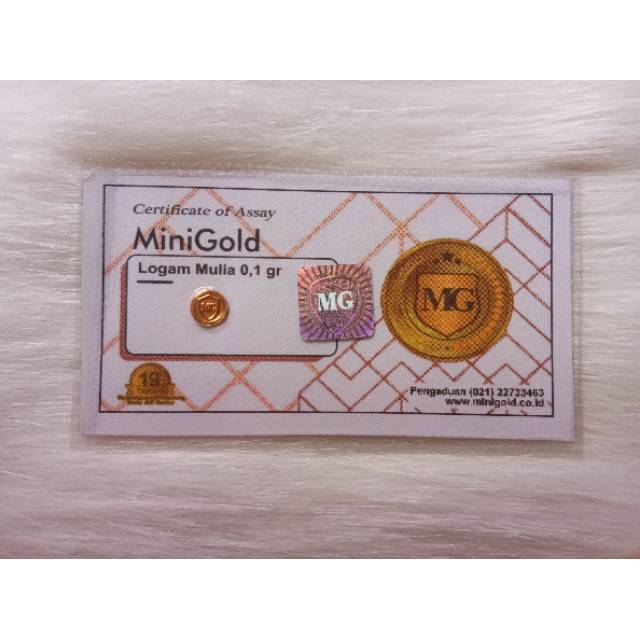 Mini Gold 0,1 Gr (berkadar 99,9 % bersertifikat)