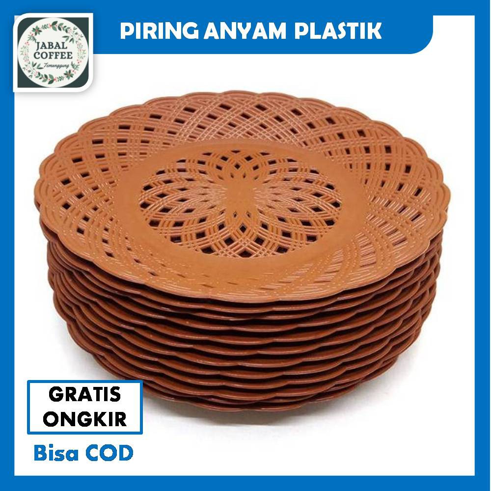 Piring Rotan Anyam Plastik / Piring Anyam Plastik / Piring Rotan Plastik Cokelat J47