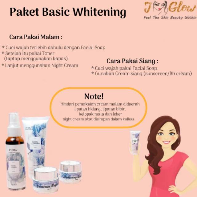 Jglow Skincare Paket Basic Whitening Skin Cream glowing