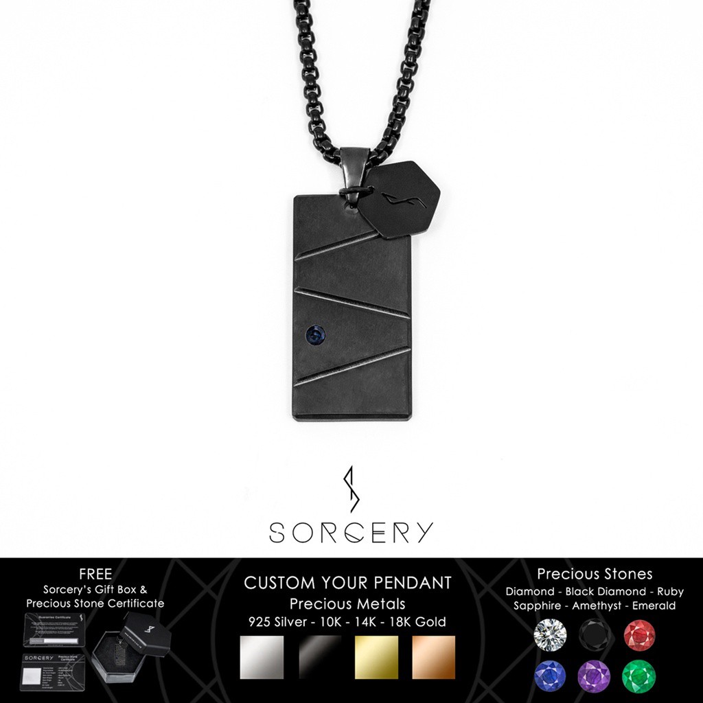 SORCERY 925 Silver Pendant ZNH Kalung Bandul Liontin Hitam Perak Emas Asli Premium Pria Wanita