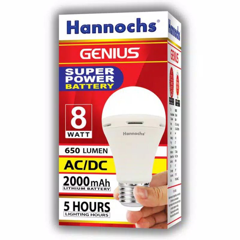 Lampu LED Hannochs Genius / Bolam Lampu Emergency 6W 8W 10W Watt Murah