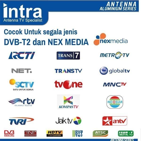 INTRA INT-HD14 ANTENA INDOR DVB-T2 + KABEL 2METER TINGAL PAKAY