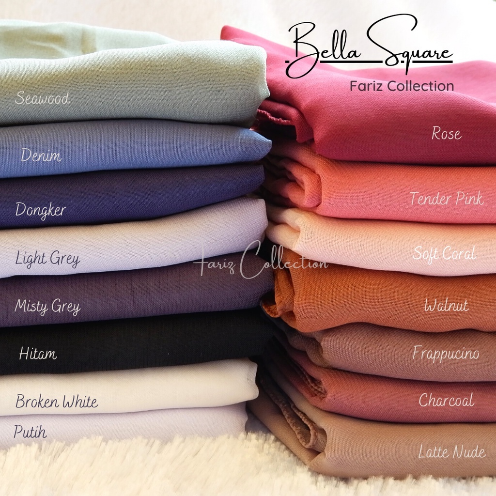 Hijab Segi Empat BELLA SQUARE Polycotton Jahit Tepi