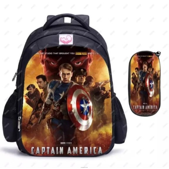 Tas Anak Laki Laki Model New Captain Amerika Ransel Sekolah Paud TK SD