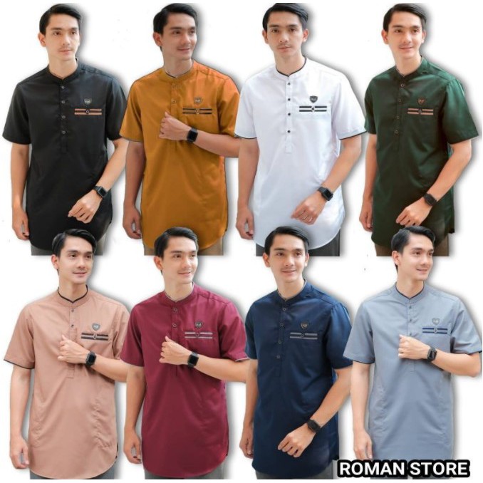 Baju koko pria lengan pendek putih polos