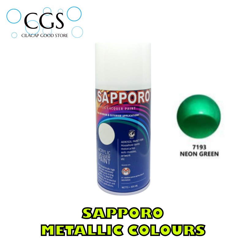 CAT SAPPORO NEON GREEN 7193 MET - cat sapporo hijau - cat hijau metalik - cat motor hijau - pilok hi