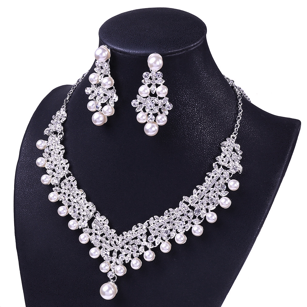 Pearl Wedding Bridal Jewelry Sets For Pageant Prom Bijoux Necklace Earring