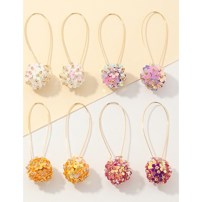 LRC Anting Tusuk Fashion Handmade Sequin Flower Alloy Geometric Earrings K27031