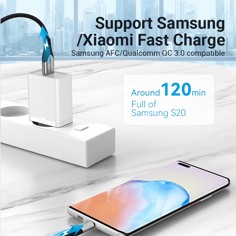 Vention 18W Adapter Charger USB Fast Charging Plug EU Untuk Huawei Samsung Xiaomi