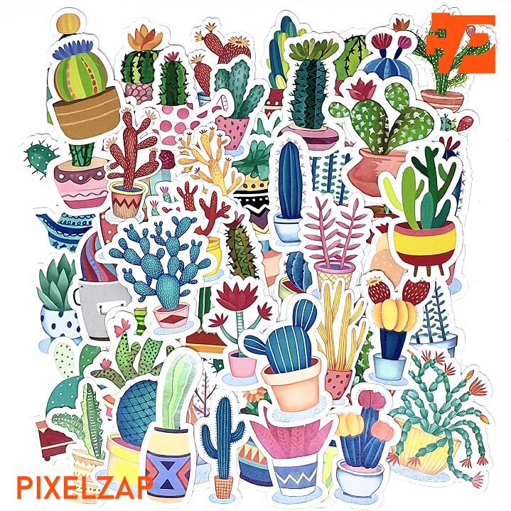 

55 Pcs Stiker Kaktus Stiker Aesthetic untuk Jurnal, Scrapbook, Diary, Gift