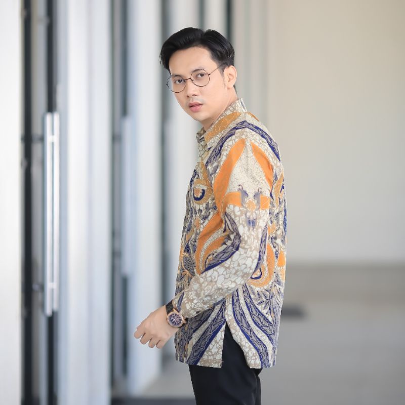 BATIK BOLO DEWO Motif Lanange Jagat Hem Atasan Kemeja Baju Batik Pria Lengan Panjang