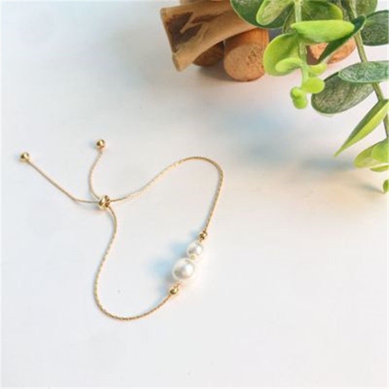 Zomi Gelang Mutiara Gaya Korea Simple Adjustable Untuk Wanita