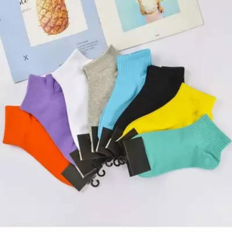 3 pasang kaos kaki pendek polos warna warni kaos kaki mata kaki pria wanita