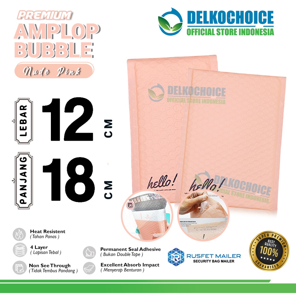 

Amplop Bubble Mailer PINK 12x18cm Bubblewrap MERAH MUDA Packing Online Envelope Rusfet PREMIUM / SATUAN