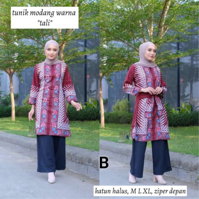 Tunik modang warna tali batik modern kekinian