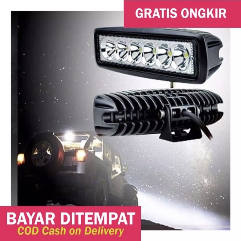 Lampu Led Motor Mobil Lampu Tembak LED 18 Watt 6 Mata/Titik