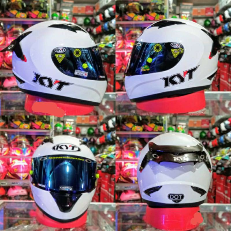 KYT HELM R10 SOLID WHITE PAKET GANTENG TERMURAH