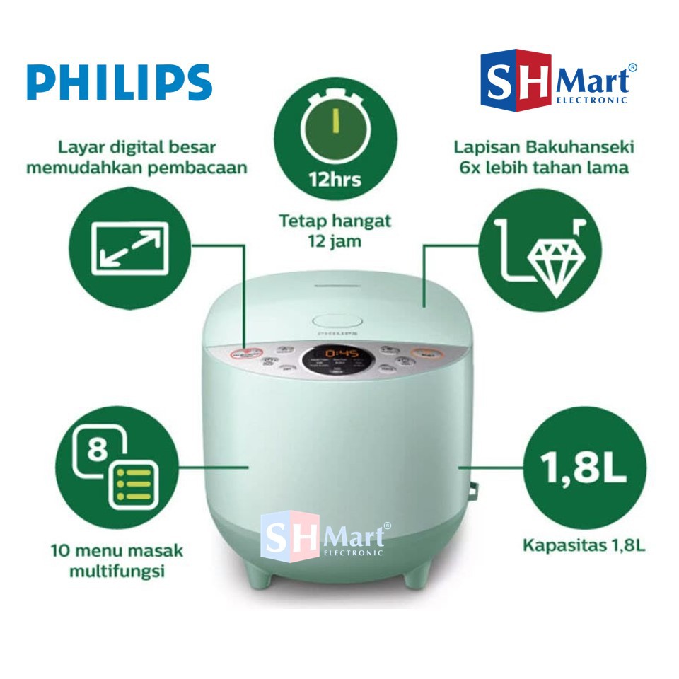 RICE COOKER DIGITAL PHILIPS HD4515 / HD-4515 KAPASITAS 1,8 LITER GARANSI RESMI