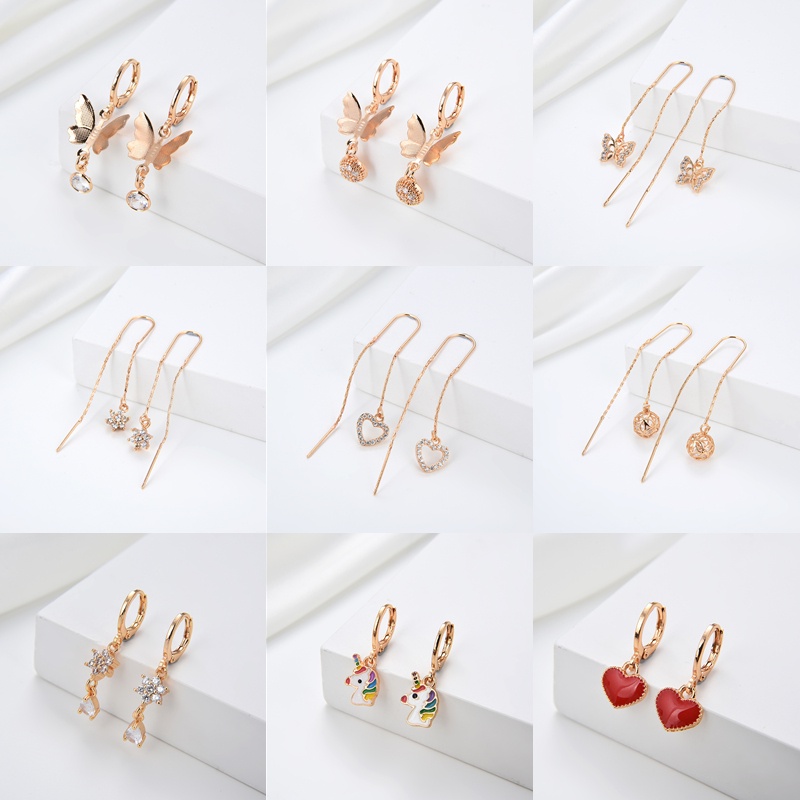 HYL JEWELRY COD Anting Titaniun Korea Earrings Emas Jumbai Berlian Murah Giwang Anting Tindik Perhia